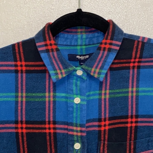 Madewell Blue Red Green Plaid Flannel Button Down Cabincore Casual Shirt 4925 - Picture 2 of 7